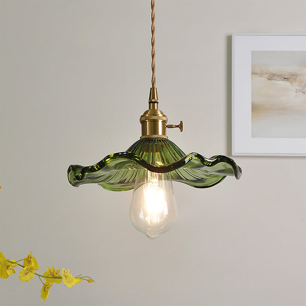Hibiscus Flower Pendant Light – Elegant Glass Lamp with Adjustable Hanging Length 1