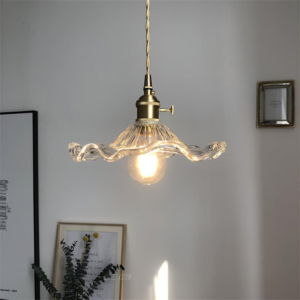 Hibiscus Flower Pendant Light – Elegant Glass Lamp with Adjustable Hanging Length 7