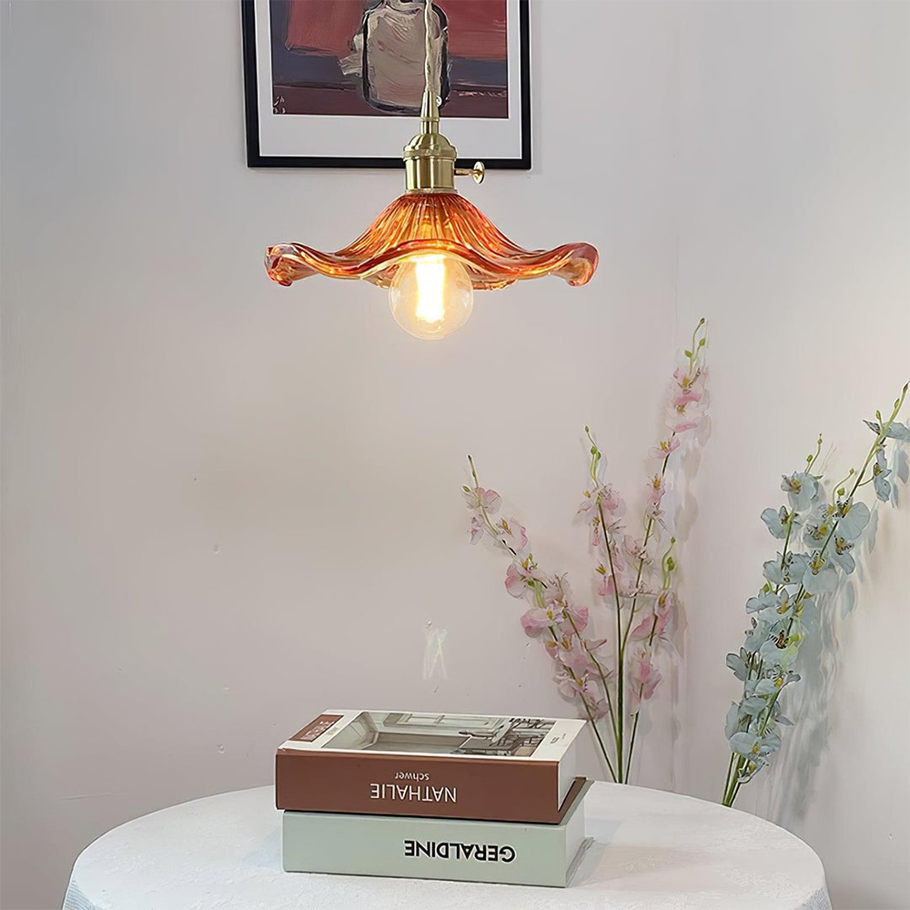 Hibiscus Flower Pendant Light – Elegant Glass Lamp with Adjustable Hanging Length 8