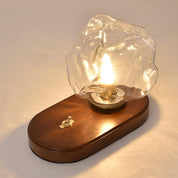 Ice Stone Glass Table Lamp – Elegant Metal Design for Bedside or Living Room, LED Compatible, Soft Illumination 3