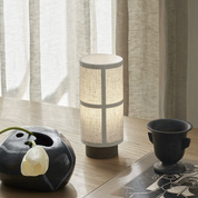 Japanese Silk Table Lamp with Wooden Base – Battery Operated Bedside Table Lamp for Bedroom, Warm White LED Lighting 2