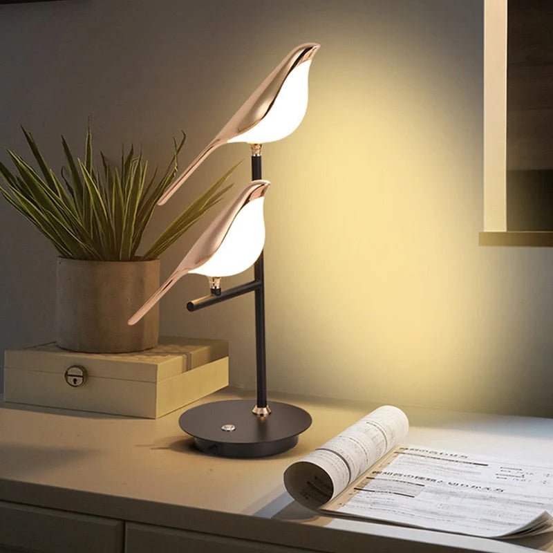 LED Table Lamp with Post-Modern Golden Bird Design – Elegant Bedside or Desk Lamp for Living Room and Bedroom 0