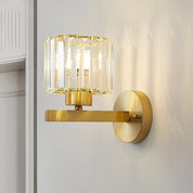 Mid-Century Modern Crystal Wall Sconce, Brass Finish, Elegant 1 Light Wall Lamp for Bathroom and Living Room Lighting 0