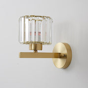 Mid-Century Modern Crystal Wall Sconce, Brass Finish, Elegant 1 Light Wall Lamp for Bathroom and Living Room Lighting 2