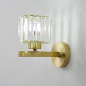 Mid-Century Modern Crystal Wall Sconce, Brass Finish, Elegant 1 Light Wall Lamp for Bathroom and Living Room Lighting 3