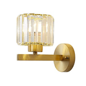 Mid-Century Modern Crystal Wall Sconce, Brass Finish, Elegant 1 Light Wall Lamp for Bathroom and Living Room Lighting 5
