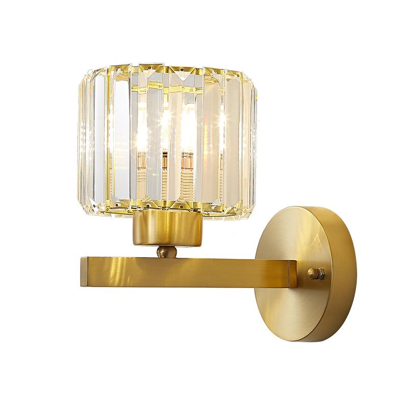Mid-Century Modern Crystal Wall Sconce, Brass Finish, Elegant 1 Light Wall Lamp for Bathroom and Living Room Lighting 5