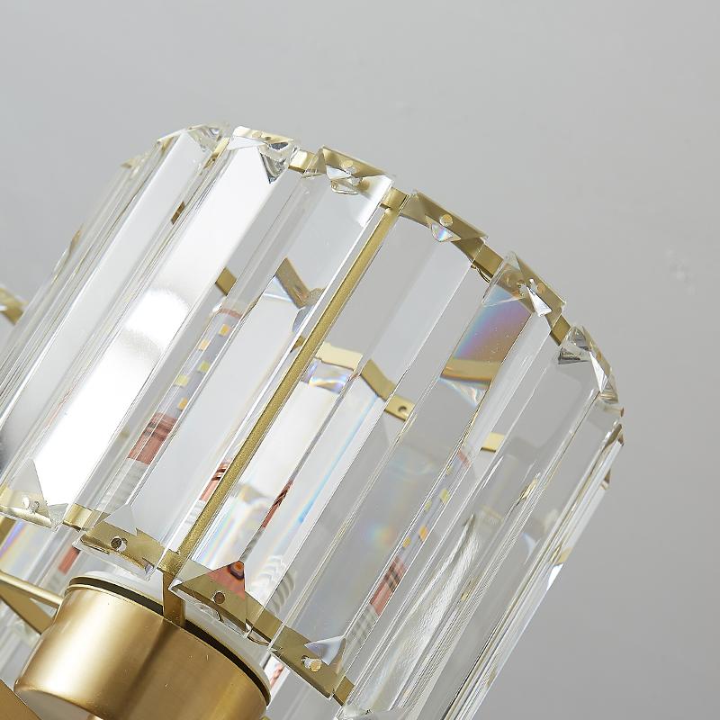 Mid-Century Modern Crystal Wall Sconce, Brass Finish, Elegant 1 Light Wall Lamp for Bathroom and Living Room Lighting 6