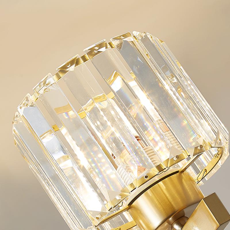 Mid-Century Modern Crystal Wall Sconce, Brass Finish, Elegant 1 Light Wall Lamp for Bathroom and Living Room Lighting 7