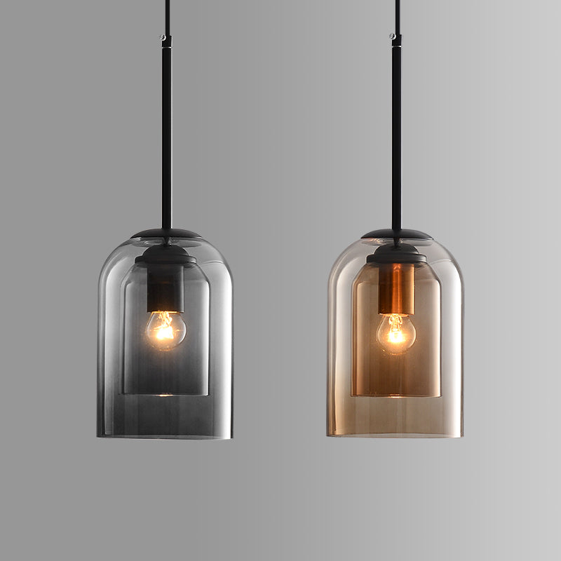 Mid-Century Pendant Light | Double Glass Pendant | Modern Kitchen Lighting | Dimmable Hanging Light | Elegant Fixture for Home 1