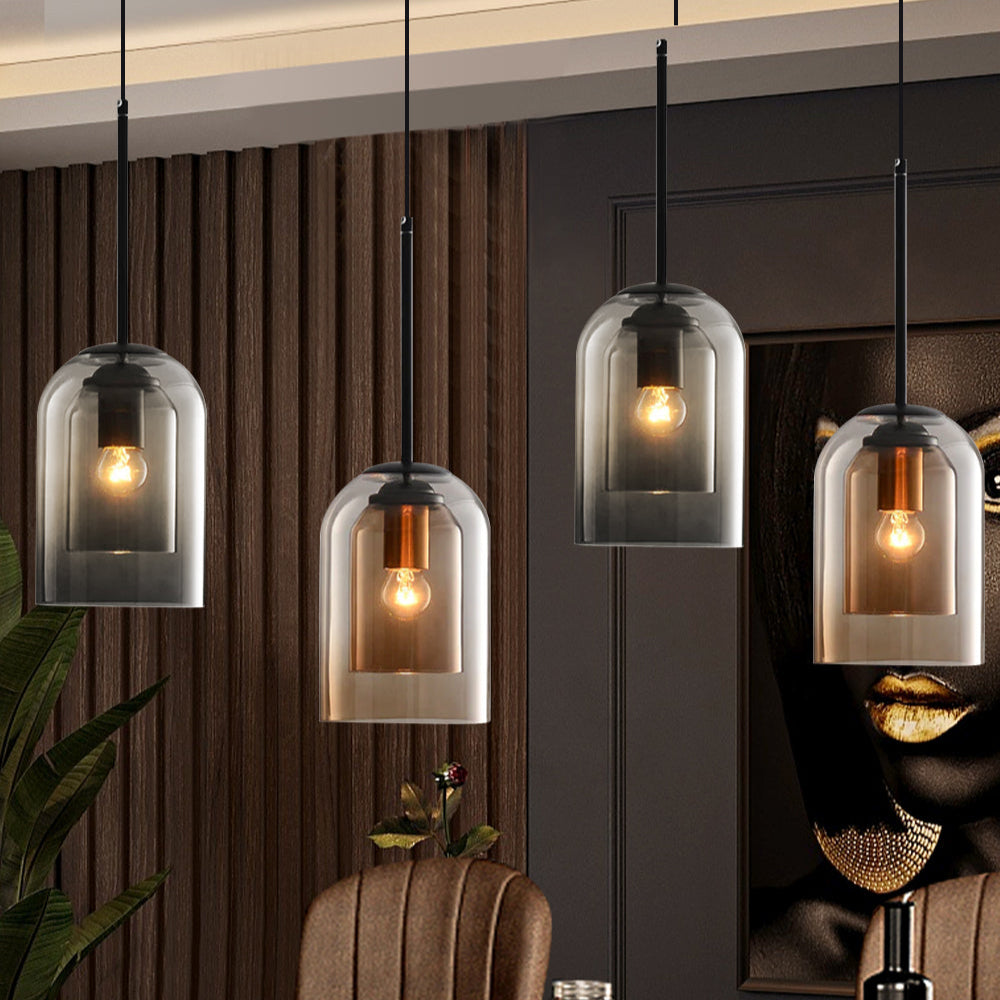 Mid-Century Pendant Light | Double Glass Pendant | Modern Kitchen Lighting | Dimmable Hanging Light | Elegant Fixture for Home 3