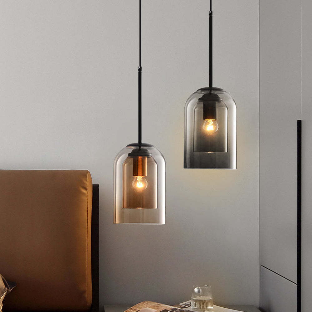 Mid-Century Pendant Light | Double Glass Pendant | Modern Kitchen Lighting | Dimmable Hanging Light | Elegant Fixture for Home 5