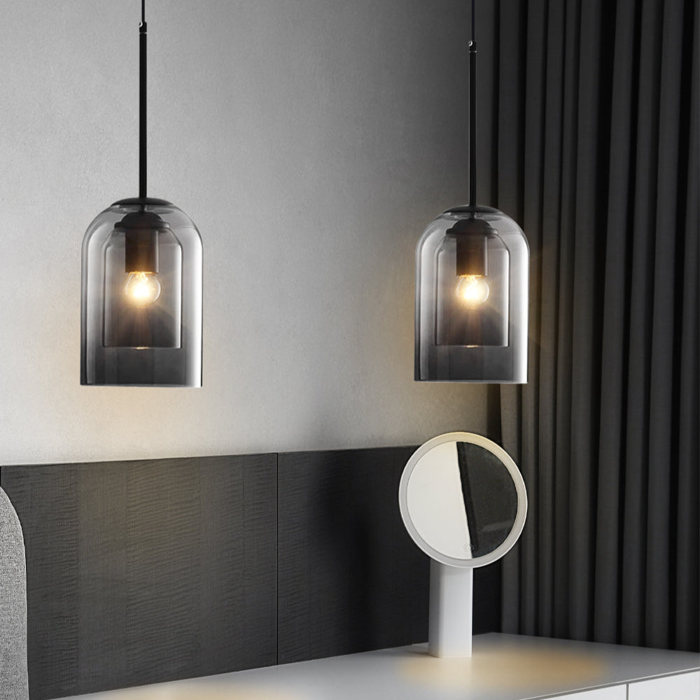 Mid-Century Pendant Light | Double Glass Pendant | Modern Kitchen Lighting | Dimmable Hanging Light | Elegant Fixture for Home 6