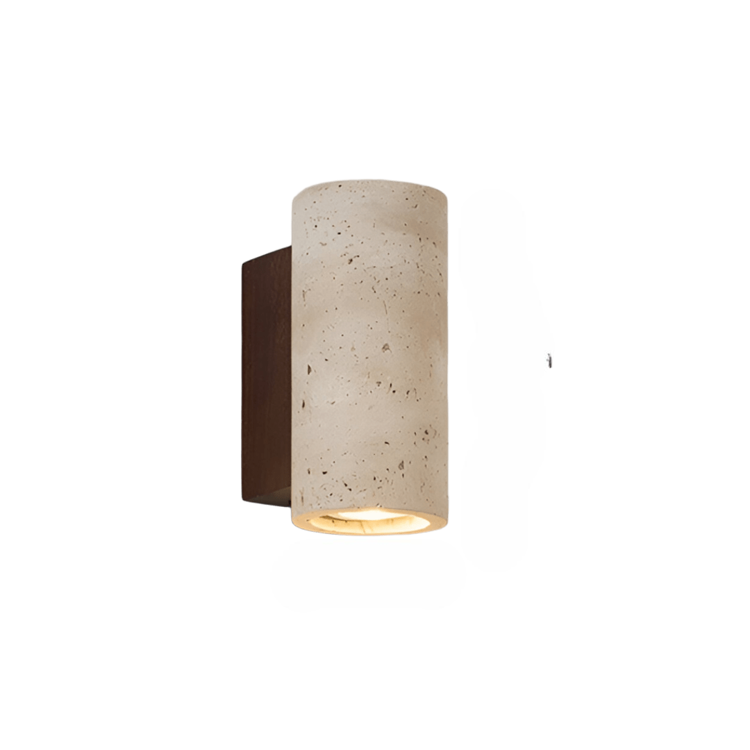 Minimalist Wall Light | Travertine Tube Sconce | Up Down Wall Lamp | Japandi Style Wall Fixture | Natural Stone Sconce for Home Decor 0