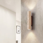 Minimalist Wall Light | Travertine Tube Sconce | Up Down Wall Lamp | Japandi Style Wall Fixture | Natural Stone Sconce for Home Decor 7