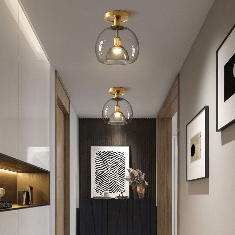 Modern Ceiling Light Fixture | Grey Glass Pendant Light | Minimalist Ceiling Lamp | Stylish Hallway Lighting | Elegant Grey Glass Light for Home 0