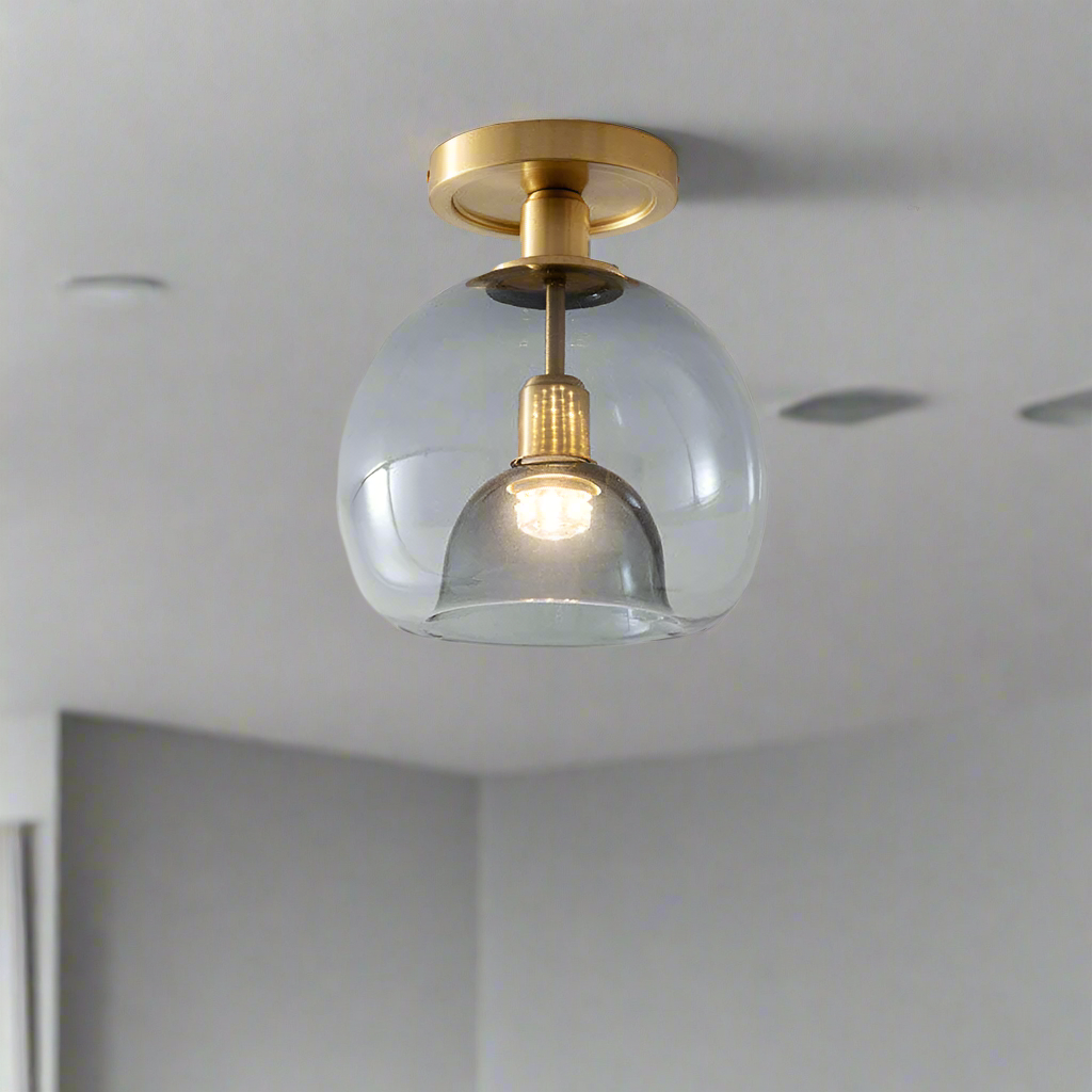 Modern Ceiling Light Fixture | Grey Glass Pendant Light | Minimalist Ceiling Lamp | Stylish Hallway Lighting | Elegant Grey Glass Light for Home 4