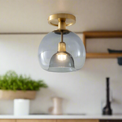 Modern Ceiling Light Fixture | Grey Glass Pendant Light | Minimalist Ceiling Lamp | Stylish Hallway Lighting | Elegant Grey Glass Light for Home 5