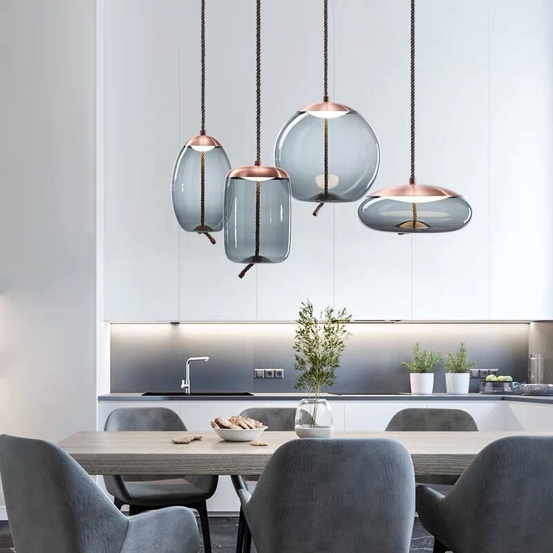 Modern Glass Pendant Light | Adjustable Kitchen Pendant Lighting | Elegant Hanging Fixture | Vintage Style Ceiling Lamp | Hempoiré Rose Gold Pendant Light 2