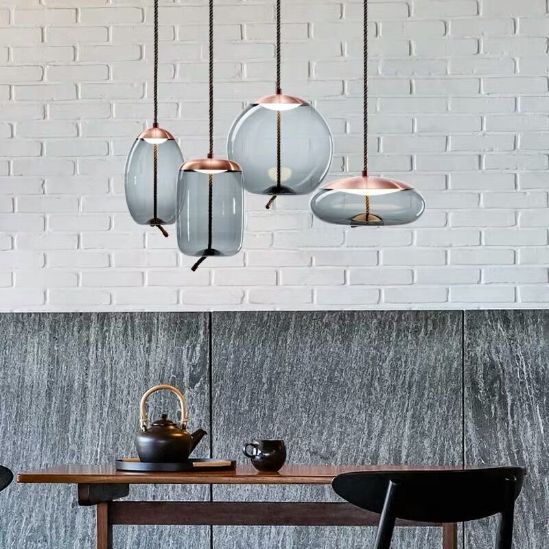 Modern Glass Pendant Light | Adjustable Kitchen Pendant Lighting | Elegant Hanging Fixture | Vintage Style Ceiling Lamp | Hempoiré Rose Gold Pendant Light 3