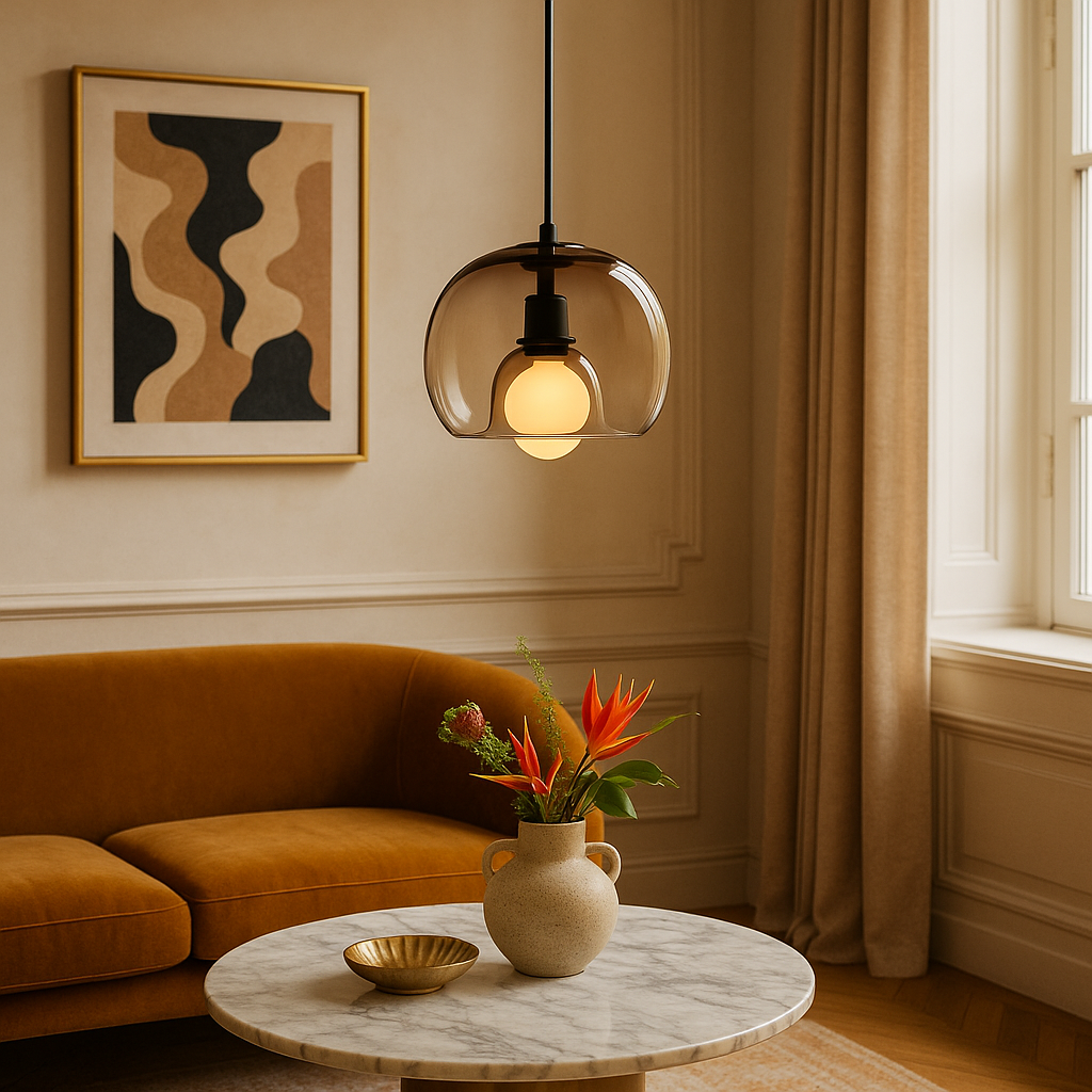 Modern Glass Pendant Light | Adjustable Kitchen Pendant Lighting | Minimalist Hanging Lights | Eco-Friendly Ceiling Fixture | Ures Pendant Light for Home 0