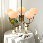 Modern Gold Chandelier | Elegant Ceiling Light Fixture | Stylish Hanging Light | Chic Indoor Lighting | Pink and Gold Chandelier for Home 5