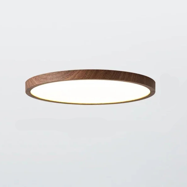Modern LED Ceiling Light | Ultrathin Circular Fixture | Adjustable Ceiling Light | Walnut Wood Light Fixture | Minimalist Ceiling Lamp for Home 0
