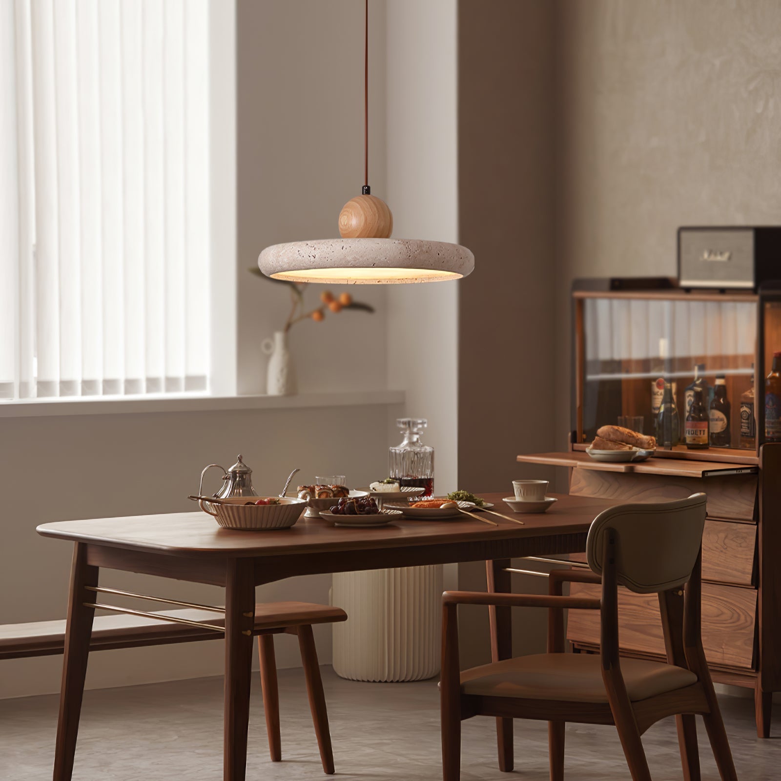 Modern Pendant Light | Kitchen Pendant Lighting | Dimmable Hanging Lights | Adjustable Ceiling Fixture | Lola Travertine Pendant Lamp for Home 2