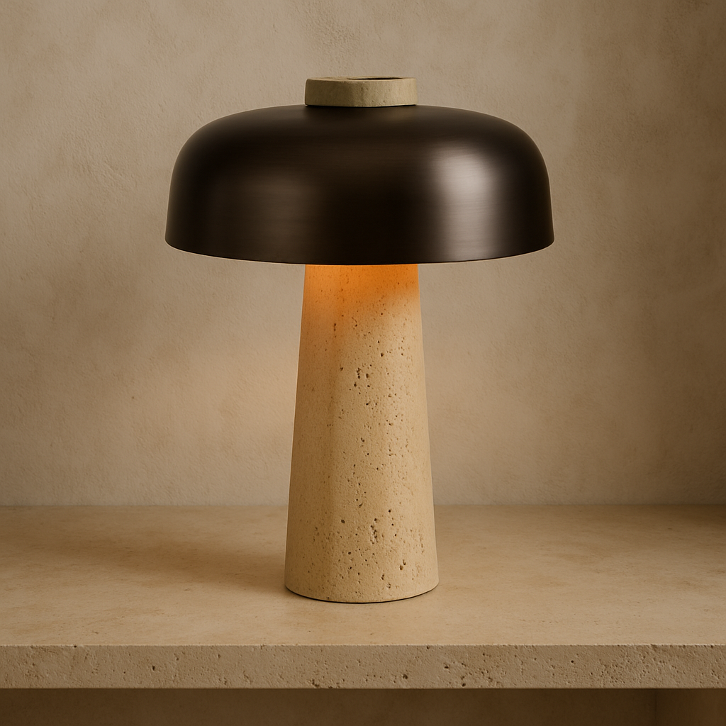 Modern Table Lamp | Stylish Desk Lamp | Elegant Bedside Table Lamps | Minimalist Lighting for Living Room | Travertine Table Lamp for Home 2