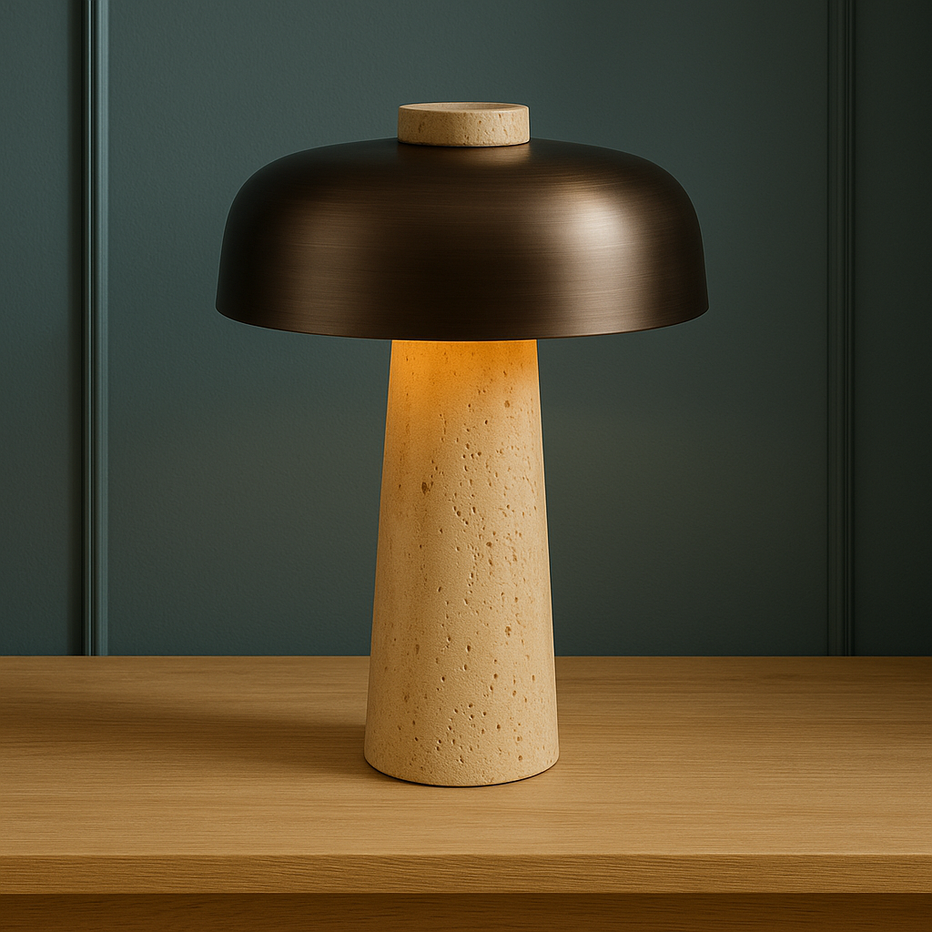Modern Table Lamp | Stylish Desk Lamp | Elegant Bedside Table Lamps | Minimalist Lighting for Living Room | Travertine Table Lamp for Home 4