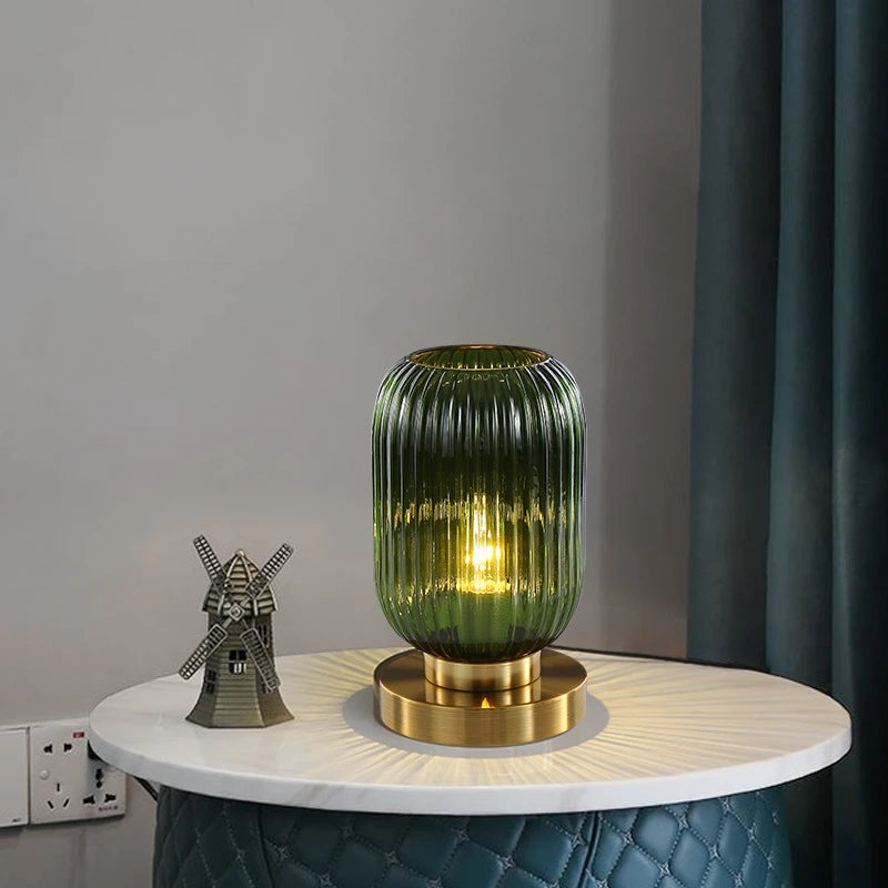 Nordic Amber Table Lamp – Modern LED Compatible Bedside Lamp for Living Room and Bedroom 3
