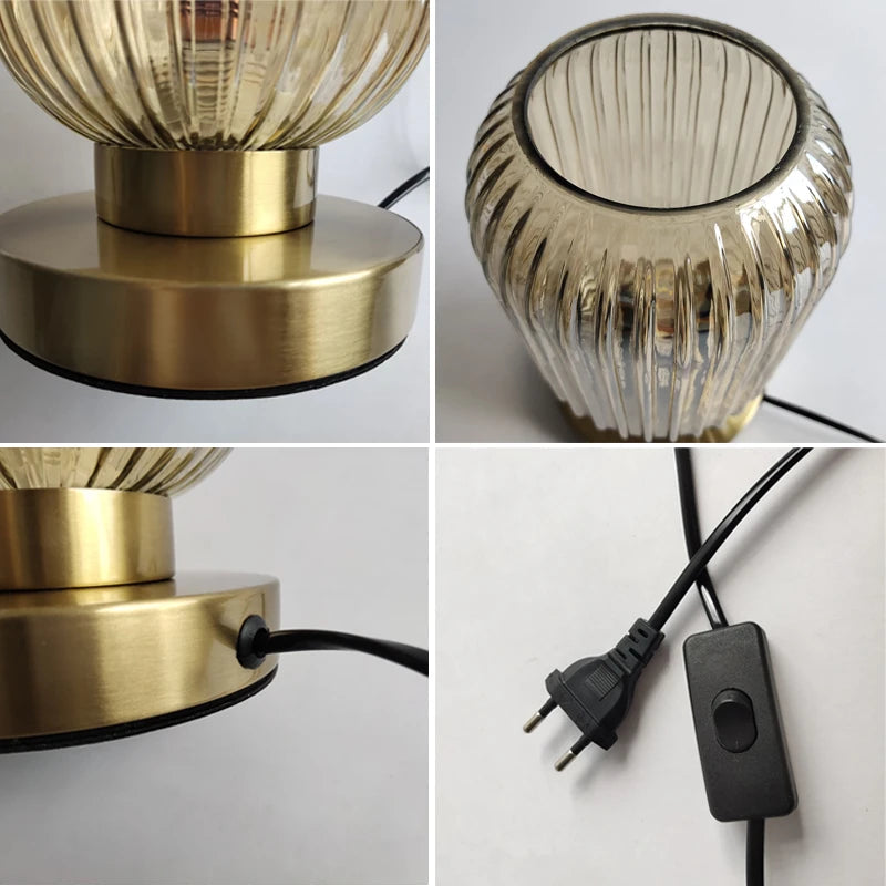 Nordic Amber Table Lamp – Modern LED Compatible Bedside Lamp for Living Room and Bedroom 6