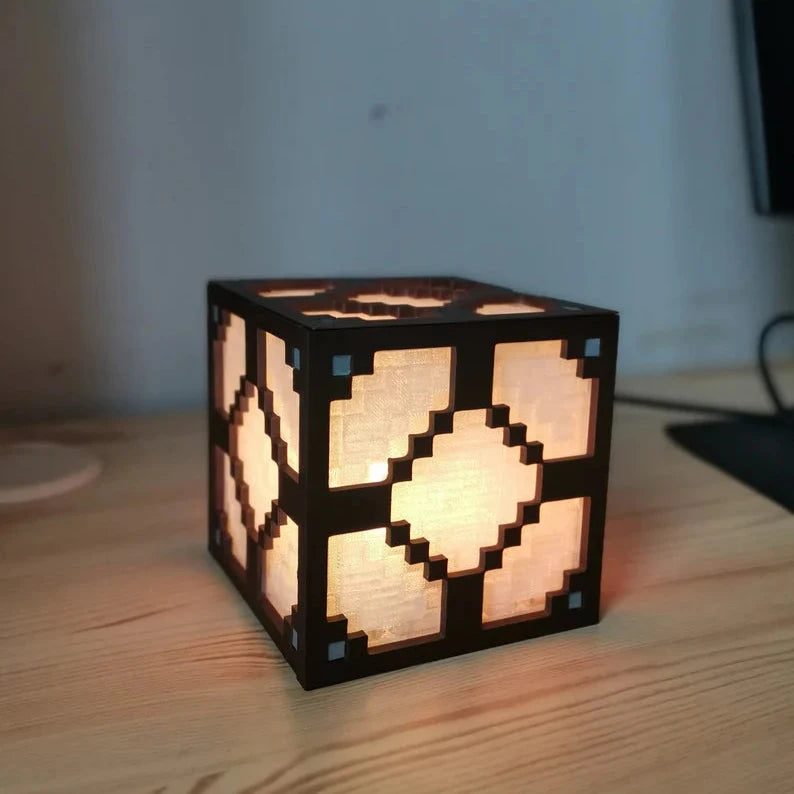 Pixelated RGB Block Lamp | Customizable LED Night Light | 3D-Printed Table Lamp | Unique Gaming Desk Light | Minecraft-Inspired Home Decor 1