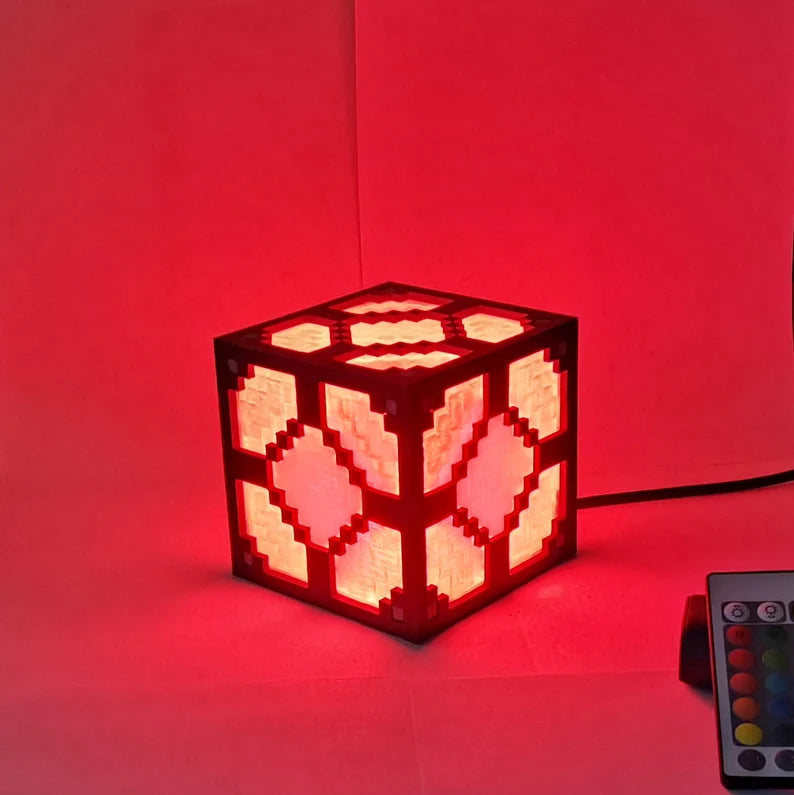 Pixelated RGB Block Lamp | Customizable LED Night Light | 3D-Printed Table Lamp | Unique Gaming Desk Light | Minecraft-Inspired Home Decor 2