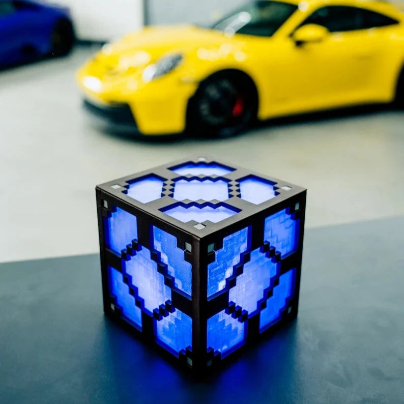Pixelated RGB Block Lamp | Customizable LED Night Light | 3D-Printed Table Lamp | Unique Gaming Desk Light | Minecraft-Inspired Home Decor 5
