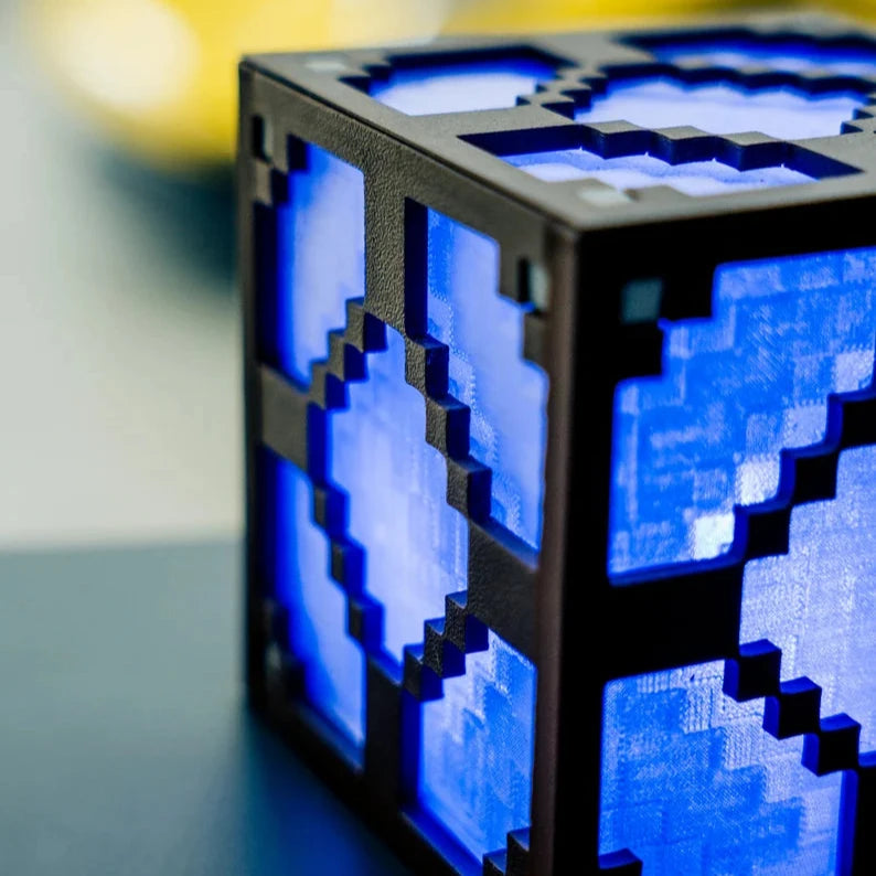 Pixelated RGB Block Lamp | Customizable LED Night Light | 3D-Printed Table Lamp | Unique Gaming Desk Light | Minecraft-Inspired Home Decor 7