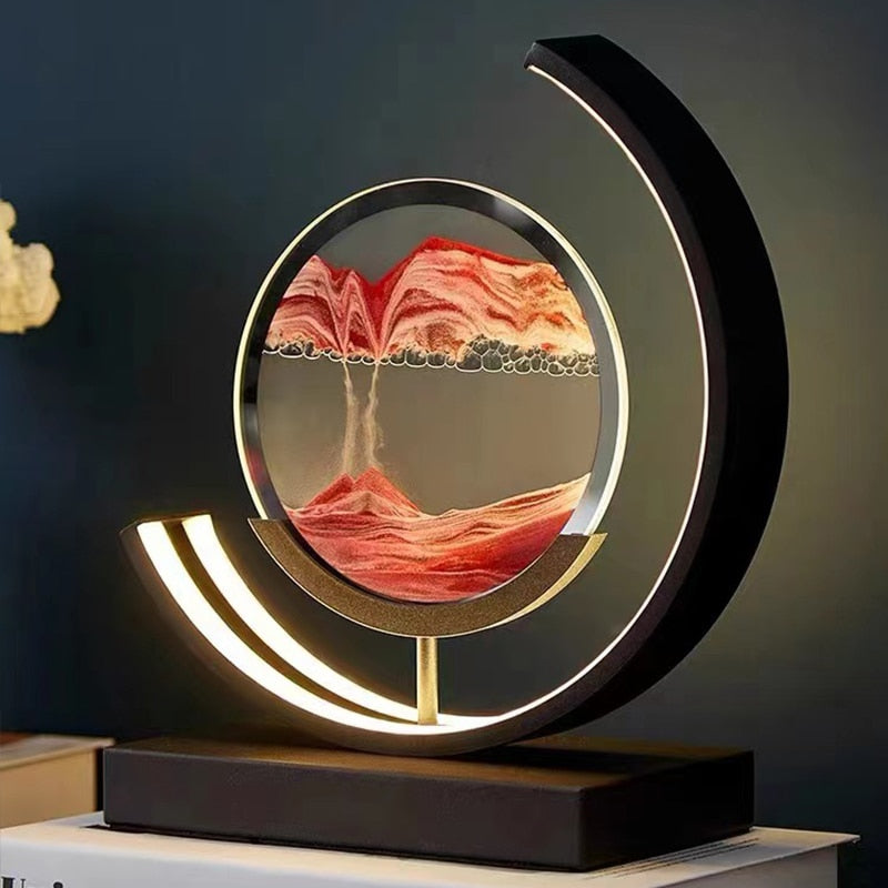 Quicksand Table Lamp with 3D Sand Art Design – Relaxing LED Bedside Lamp for Bedroom and Living Room Decor 1