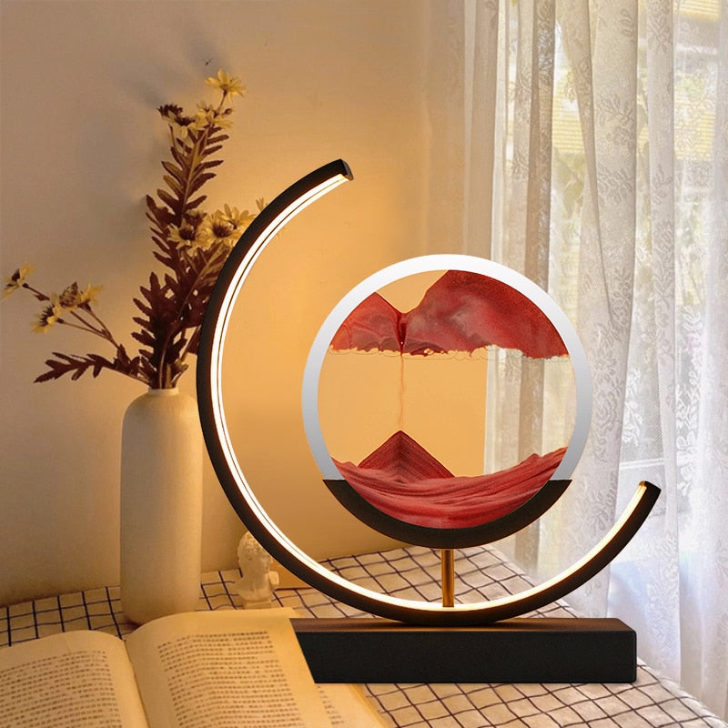 Quicksand Table Lamp with 3D Sand Art Design – Relaxing LED Bedside Lamp for Bedroom and Living Room Decor 3