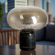 Retro Glass Table Lamp | Stylish Bedside Lamps | Elegant Desk Lamp | Modern Table Lamps for Living Room | Marble Base Lighting Fixture 7