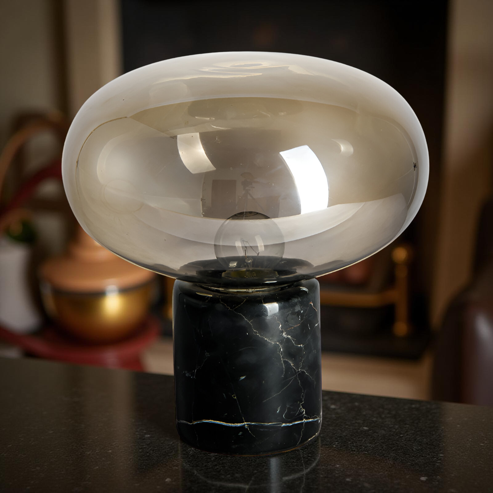 Retro Glass Table Lamp | Stylish Bedside Lamps | Elegant Desk Lamp | Modern Table Lamps for Living Room | Marble Base Lighting Fixture 8
