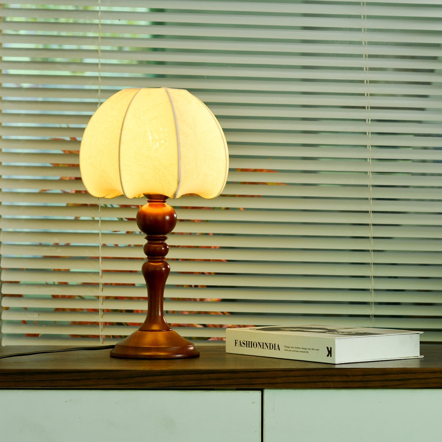 Retro Table Lamp | Antique Bedside Lamps | Mid-Century Modern Desk Lamp | Adjustable Table Lamps for Living Room | Eco-Friendly Bamboo Base Light 4