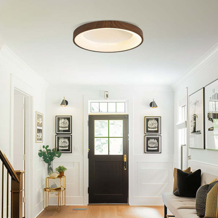 Rustic Flush Mount Ceiling Light | Energy-Efficient LED Ceiling Light | Wooden Light Fixture | Modern Circular Ceiling Light | Natural Wood Ceiling Lamp 5