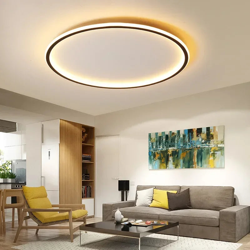 Scandinavian Ceiling Light | Modern Flush Mount Ceiling Light | LED Ceiling Lights for Living Room | Minimalist Round Fixture | AuroraGlobe LED Light 3