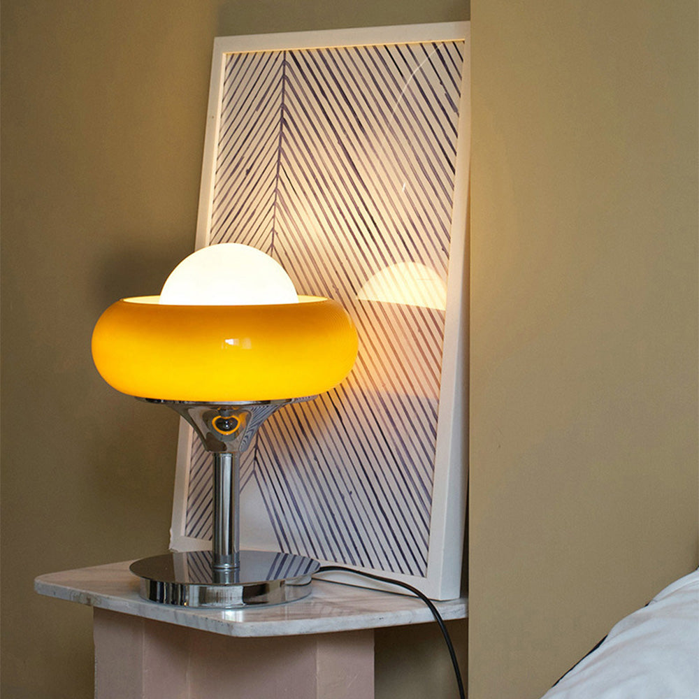 Vintage Bauhaus Yellow Glass Table Lamp – Minimalist Design for Living Room or Bedroom Decor 2