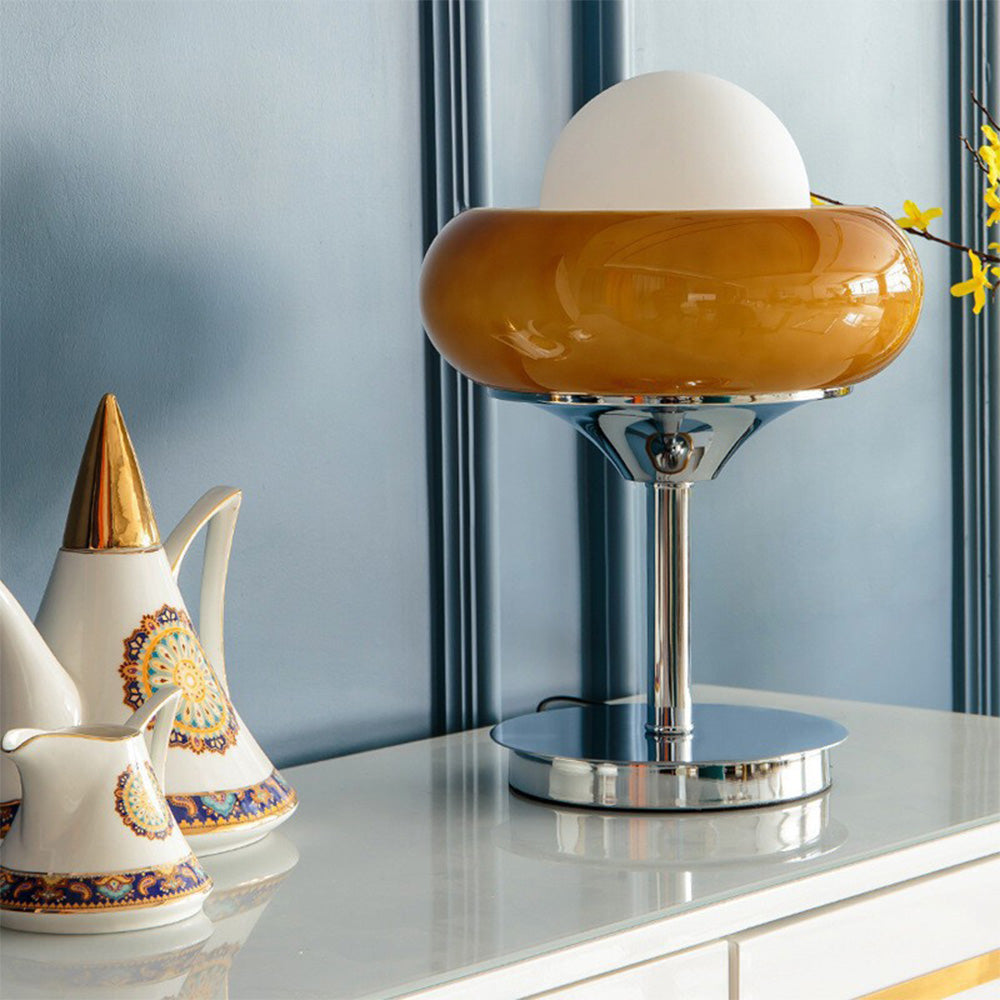 Vintage Bauhaus Yellow Glass Table Lamp – Minimalist Design for Living Room or Bedroom Decor 3