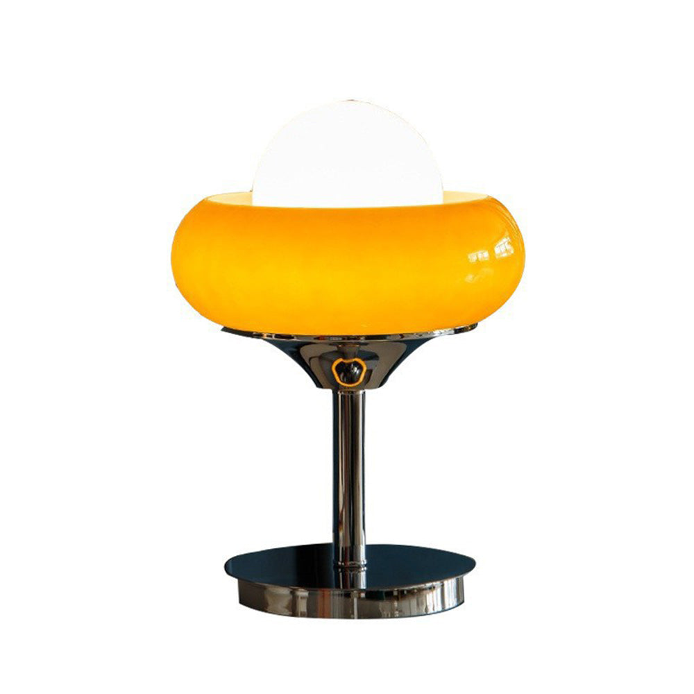 Vintage Bauhaus Yellow Glass Table Lamp – Minimalist Design for Living Room or Bedroom Decor 5