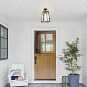 Vintage Black Outdoor Ceiling Lights – Weatherproof Aluminum Porch Ceiling Lamp with E27 Bulb Base 1