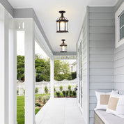 Vintage Black Outdoor Ceiling Lights – Weatherproof Aluminum Porch Ceiling Lamp with E27 Bulb Base 2