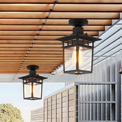 Vintage Black Outdoor Ceiling Lights – Weatherproof Aluminum Porch Ceiling Lamp with E27 Bulb Base 4