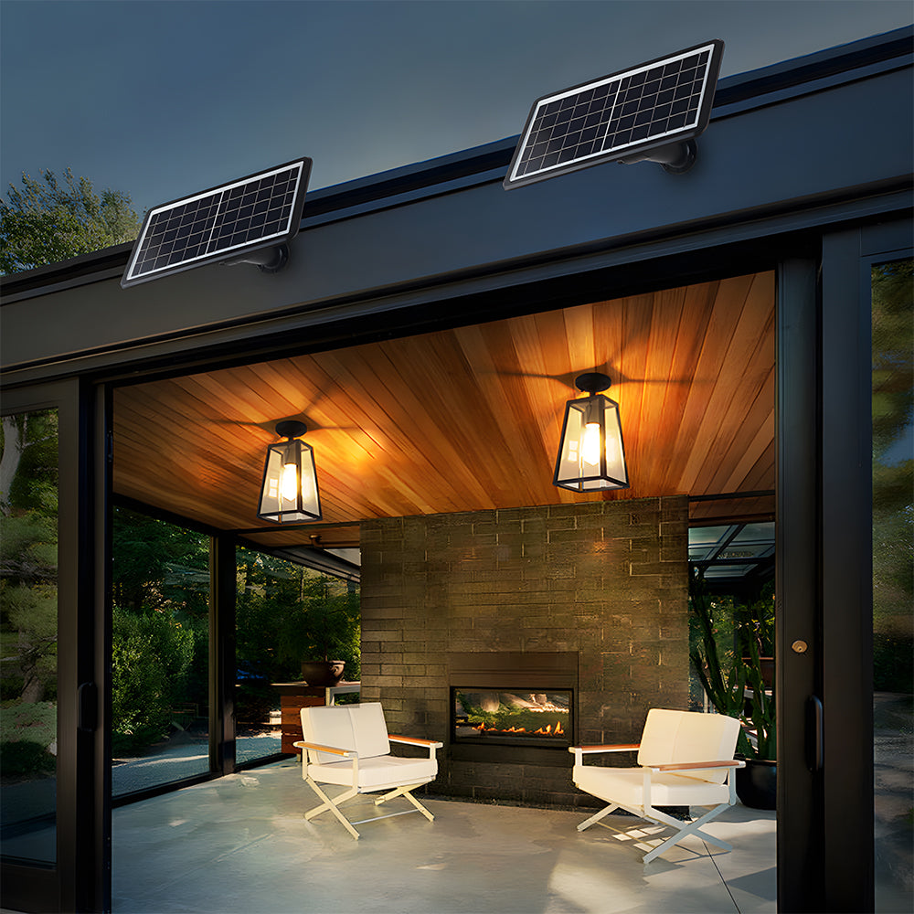Vintage Black Outdoor Ceiling Lights – Weatherproof Aluminum Porch Ceiling Lamp with E27 Bulb Base 6